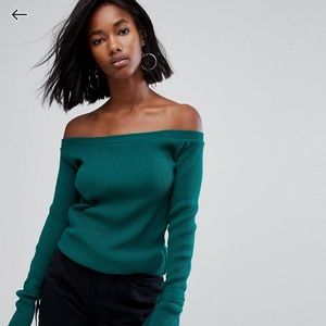 Green off the shoulder top